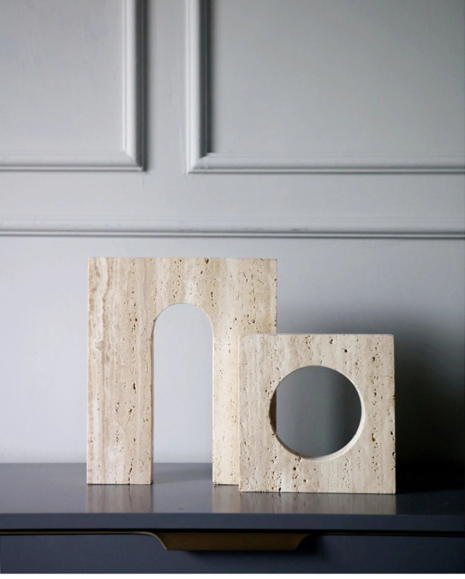 Geometric Arched Travertine Ornament