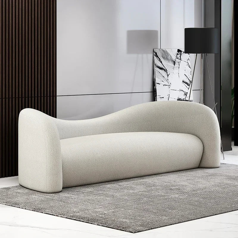 Minimalist White Boucle Sofa